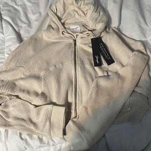 YoungLA Waffle Cream Hooded Zip-Up Jacket